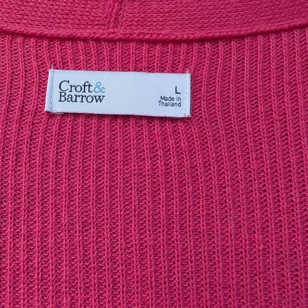 Croft & Barrow Classic Ribbed Open-Front CardiganColor: Canyon Pink, Size: L EUC